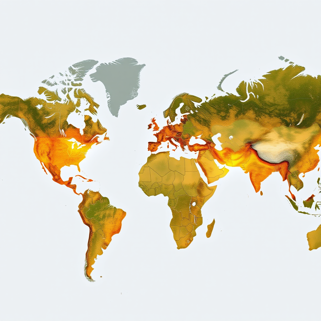 Digital world map showing global mobile network coverage with connection points and recharge locations across continents